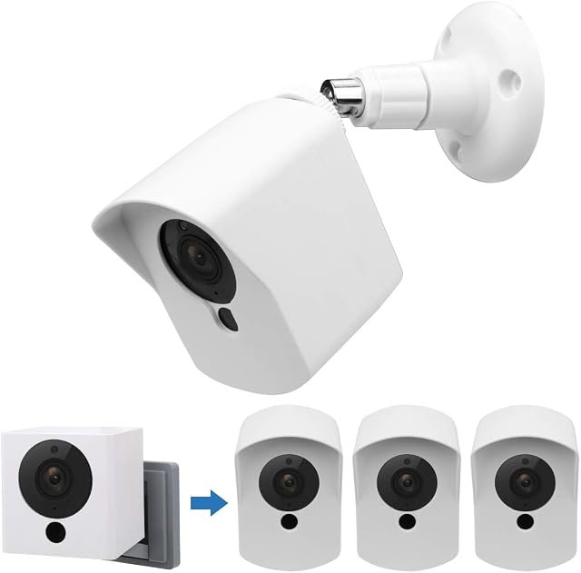 Neos SmartCam Wall Mount Bracket,Full Protective Weather Proof 360 Degree Adjustable Outdoor Indoor Mount and Cover Case for Wyze Cam V2 / Neos SmartCam3Pack,White)