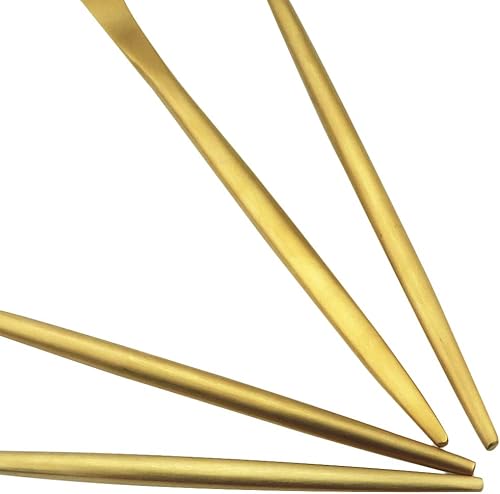 Miniatura 3 de Gugrida - Juego de 6 cubiertos de acero inoxidable 304 de oro mate, tenedor de postre de 7,2 pulgadas, juego de vajilla de camping vajilla para