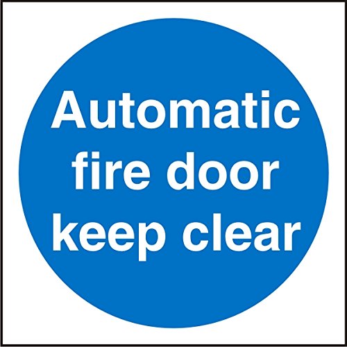 Seco Automatic Fire Door Keep Clear Sign, 100mm x 100mm - Self Adhesive Vinyl