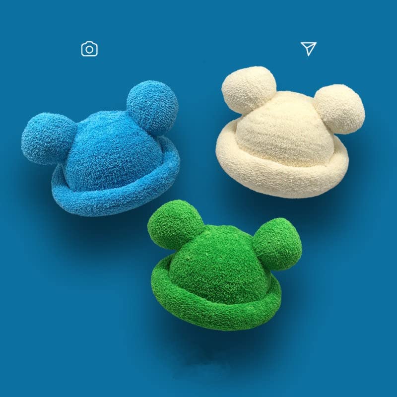 Bear Ear Hat, Cute Crochet Plush Braided Knit Caps Bucket Hat Fisherman Warm Snowboarding Winter for Christmas Winter Girl (Coffee)