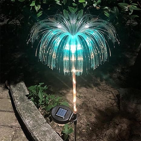 coku Jellyfish Solar Garden Lights Outdoor Waterproof RGB Color Changing Solar Powered Garden Fountain lamp, Fibreglass Landscape Lights for Patio, Backyards, Gazebo Party Decorations- Multicolor-image-10