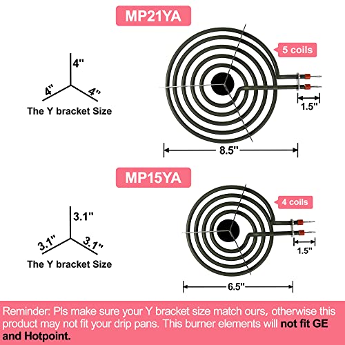 Upgraded Mp22Ya 4 Pack Electric Range Burner Element Unit Set, 2 X Mp15Ya 6" And 2 X Mp21Ya 8" Stove Burners Replacement For Kenmore, Hardwick, Maytag, Norge Whirlpool Electric Range Stove #TOP2