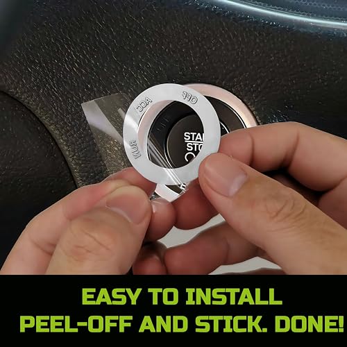 Image of TOOLEPIC Push Start Button Cover for Dodge Challenger Charger Durango Chrysler Journey Ram Accessories 2015-2024, Engine Start Stop Ignition Switch Kit -Angry Shark Design-Crazy Green Custom Fit