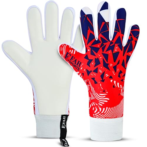 EFAH SPORTS Soccer Goalkeeper Gloves for Boys Kids Children Youth Adult Professional Goalkeeping Glove with Strong Grip Protection Palms (Red, Size 5 Suitable for 9 to 12 Years Old)