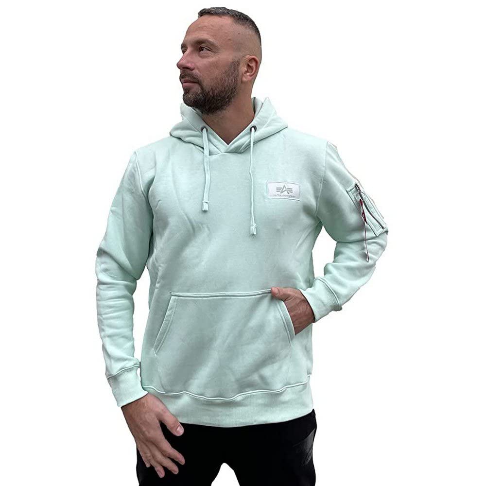 Alpha Industries Męska bluza z kapturem z nadrukiem na plecach Mint