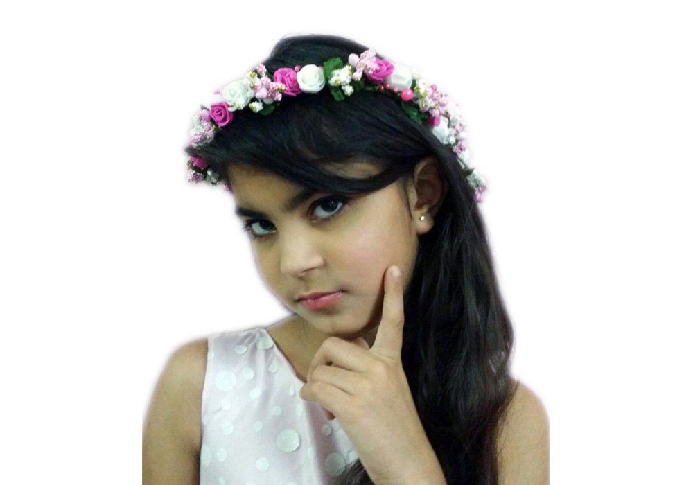 Loops n knots Combo Of Pink & White Fabric Floral Tiara/Crown 1