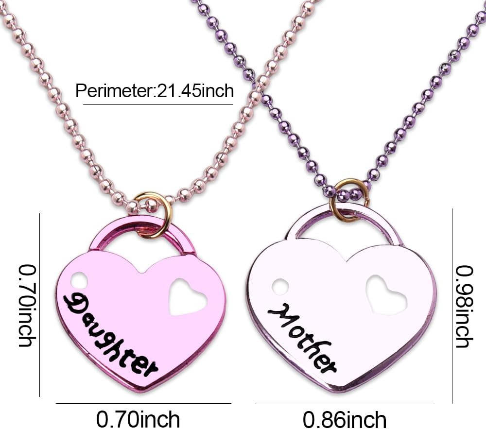 Mother and Daughter Necklaces for 2 Purple Pink Heart Necklace for Mom Mothers Day Gifts from Daughter Birthday Gifts Ideas Unique Mommy and Daughter Gifts Necklace for Women Mothers Daughters Gifts - Image 2