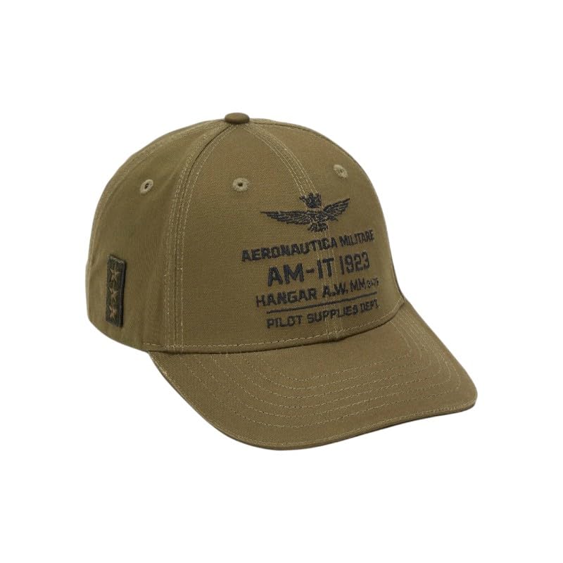 Aeronautica Militare Cappello Uomo HA1223 07198 Cappellino Dark Olive in Cotone con Applicazioni