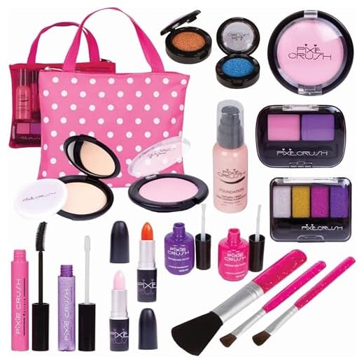 PixieCrush Pretend Makeup Play Deluxe 16 Piece Set for Children