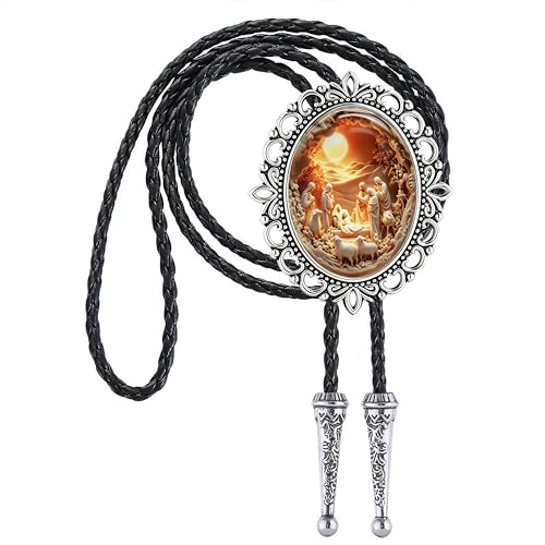 Image of Jeilwiy Bolo Tie for Men Western Cowboy Gothic Bolo Tie Necklace Halloween