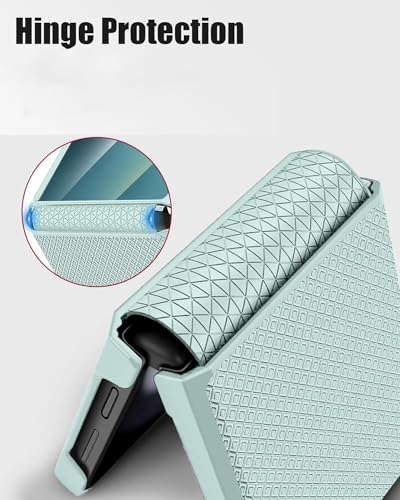 Image of Kapa Textured Grip Hinge Protection Back Cover for Samsung Galaxy Z Flip7 / Z Flip 7 | with [Inbuilt Glass] Full Body Shockproof Hard Back Case (Mint Green)