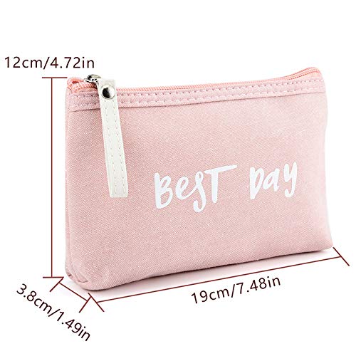 INSOUR 3 Stück Reise Kosmetiktaschen Federmäppchen Kulturbeutel Kleine Make-up-Tasche mit Reißverschluss (Dunkelblau + Hellblau + Rosa)