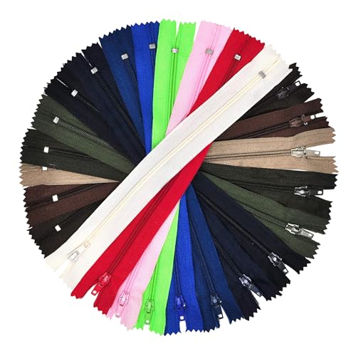 Image of Mandala Crafts 100 PCs Mixed Closed-End 8 Inch Nylon Zippers for Sewing