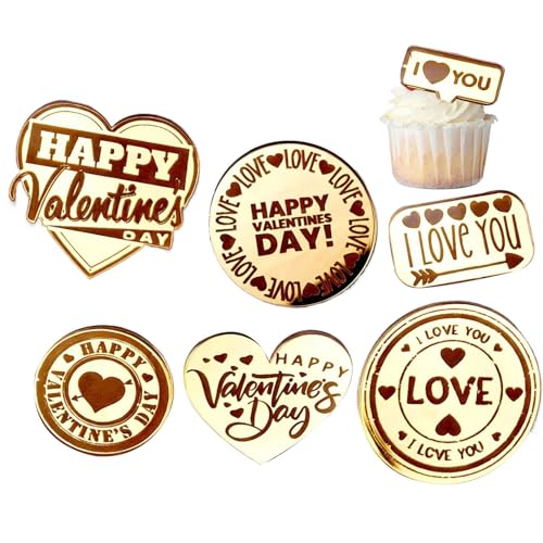 Toppers para cupcakes San,Decoraciones para las fiestas de material acrílico - en forma de corazón para dulces - Para galletas de boda y día de la madre
