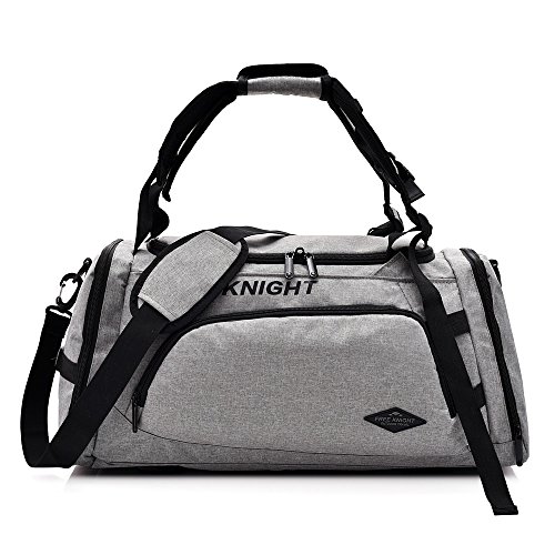 35-40L 3 Way Waterproof Sports Gym Travel Weekender Duffel Bag with Shoe Compartment Overnight Bag (Light Gray)