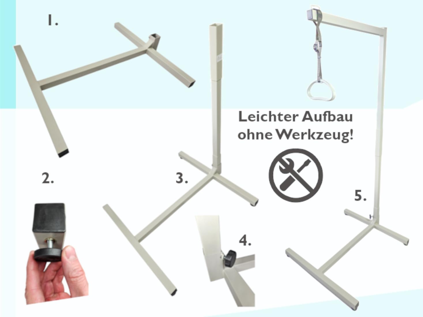 FabaCare Bettgalgen mit Trapezgriff, Mobile Aufstehhilfe, Aufrichthilfe für Bett, verstellbare Griffhöhe, Bettgriff, Bettaufrichter bis 100 kg