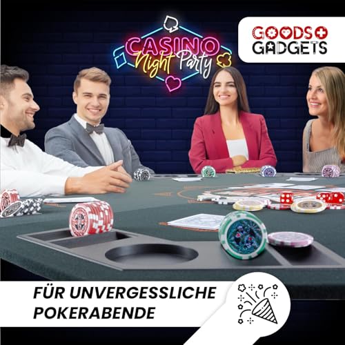 Profi Pokerkoffer Pokerset inkl. 300-500 Chips hochwertigen Pokerchips; Pokerdeck, Kartendeck, Pokerkarten, Würfel, Dealer-Button; abschließbar Alu-Koffer; Casino für Zuhause (Schwarz, 500 Chips) – Bild 7