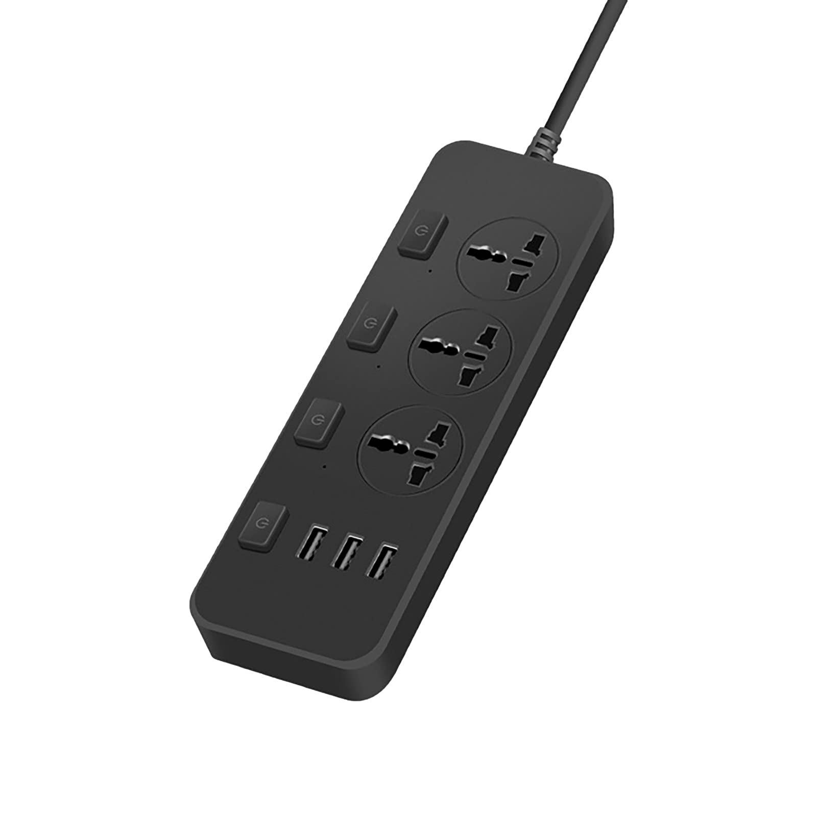 OMIRA Power Strip, Surge Protector with 3 Universal AC Outlets and USB Ports, 110V-250V Socket Board Individual on/Off Switches, 3000W/16A, 1600Joules, 6.6ft Power Extension Cord for Home Office