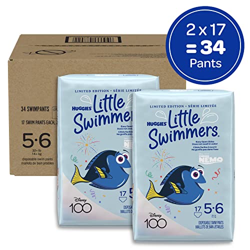 Huggies Little Swimmers Disposable Swim Diapers, Size 5-6 (32+ Lbs), 34 Ct #TOP1