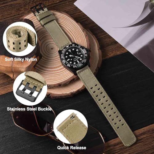 Image of WOCCI Double Holes Nylon Watch Bands, Silky Nylon Straps, Quick Release, Compatible Watch Lug Width 18mm 20mm 22mm
