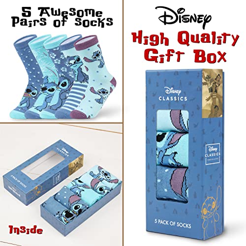 Image of Disney Stitch Socks Gifts for Women Teens, US Size 4-9, Baby Yoda Pack of 5 Fuzzy Casual Crew Socks for Home Sleep Winter
