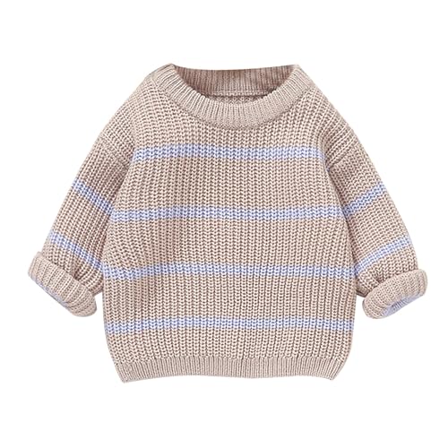Winter Stripe Knitted Pullover for Kids Boys Girls Thicken Warm Long Sleeve Knit Sweater Child Unisex Fleece Top