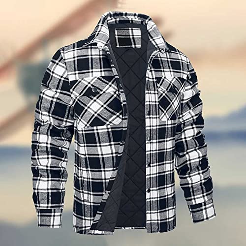 Mens Sherpa Lined Shacket Regular Fit Long Sleeve Plaid Shacket Coat Casual Long Sleeve Buttons Shirts Jackets2