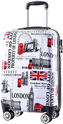 Snowbal Avenuedusac- Valise Cabine Rigide 55 cm 4 Roues Doubles-London, Blanc Cassé Cover