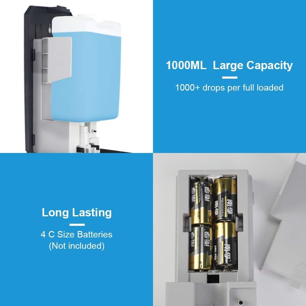 Hot Deals Kiato Automatic Soap Dispenser, Touchless Soap Dispenser, Wall Mounted Soap Dispenser for Kitchen Bathroom Hospital, 1000ml / 35.2 oz Best Quality 🔥 Kiato Automatic Soap Dispenser, Touchless Soap Dispenser, Wall Mounted Soap Dispenser for Kitchen Bathroom Hospital, 1000ml / 35.2 oz