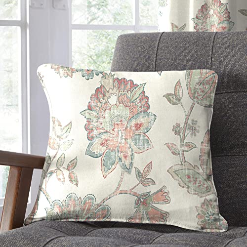 Dreams & Drapes Rideaux Indira Coussin Garni 100% Coton Corail/Naturel 43 x 43 cm Cover