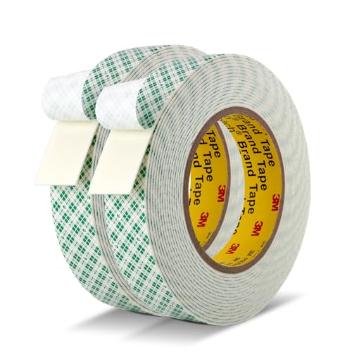 Image of Double Sided Tape Off White Foam Tape 1 inch x 18Ft Made of 3M 4032 High Shear Adhesive Mounting Tape High Temperature Resistance for Interior Exterior Applications and Home Office Deco (Pack of 2)