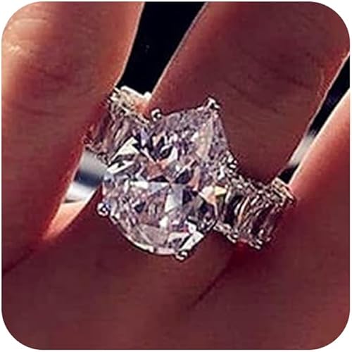 Anillo de plata de ley 925 brillante con diamantes de circonita cúbica, anillo de gota de agua, anillo de diamantes de circonita cúbica, anillo de