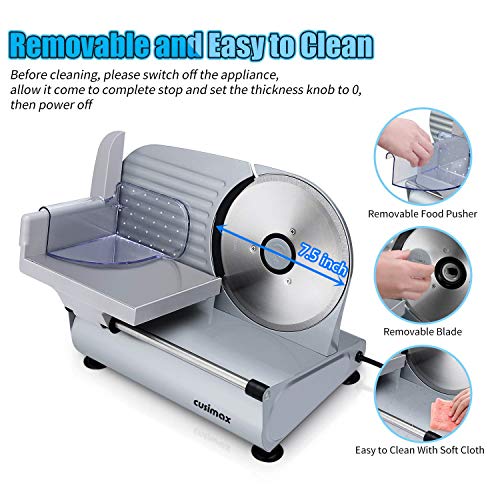 Meat-Slicer-CUSIMAX-Electric-Deli-Food-Slicer-with-Two-75Removable-Stainless-Steel-Blades-and-Pusher-Cheese-Fruit-Vegetable-Bread-Cutter-Adjustable-Knob-for-Thickness-Food-Carriage