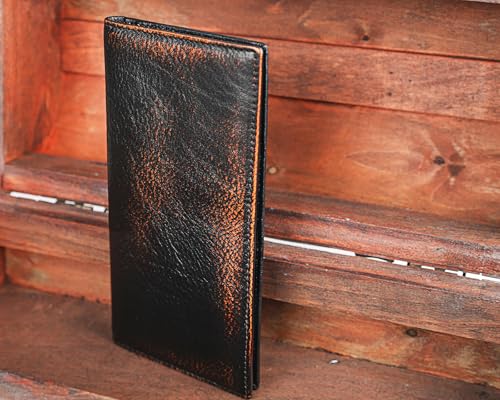 Image of DK86 Long Wallet For Men Full Grain Leather with Hand Burnished Rfid Blocking Rodeo Wallet Bifold Wallet