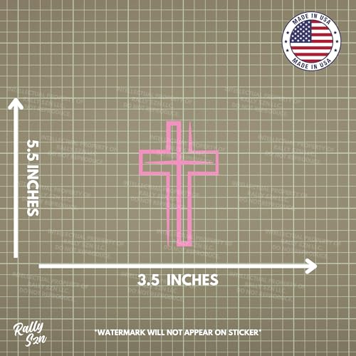Image of Modern Cross - Christian Jesus Cross Car Vinyl Decal Bumper Sticker for Car, Wall, Window, Vehicle, Weather Resistant, Viral (1, Pink)