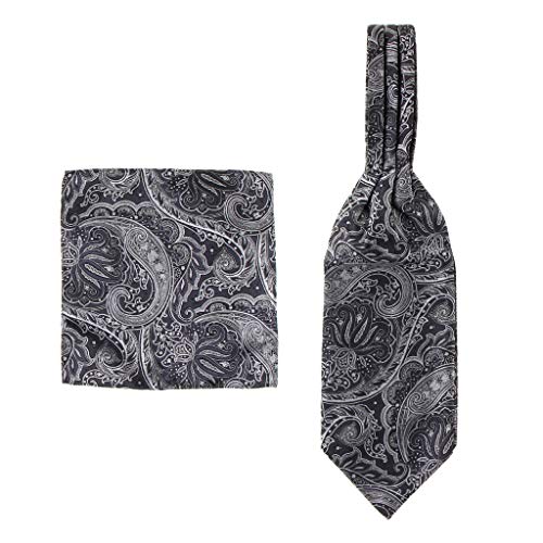Fityle Mens Casamento Gravata Formal Ascot Scrunch Auto Pescoço Gravata Bolso Conjunto Quadrado - Pa
