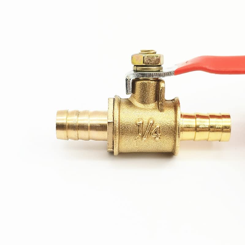 Conector de toque de manguera, Válvula en línea de espiga for manguera de 2 uds, accesorios de válvula de bola de corte de tuberías de agua, aceite, gas y combustible de latón de 6mm-12mm(Tu