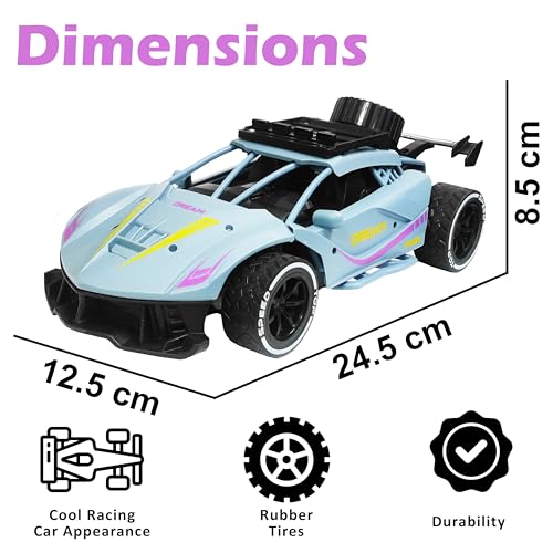 Image of VGRASSP Rechargeable Racing Car Toy for Kids with 2.4 GHz Long Range Remote Control - 1:16 Scale Joystick RC Sports Vehicle (Grey)