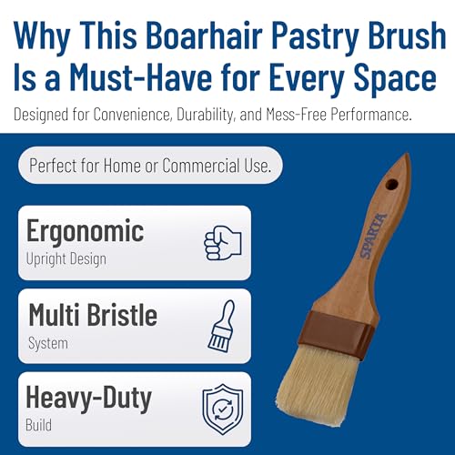 Image of SPARTA Kitchen Basting Brush - 4037400 Basting Brush for Cooking Flat Boar Bristle Brush, Hardwood Handle for Kitchens, Restaurants, Catering, High Heat Food Prep, 2in, Pack of 12