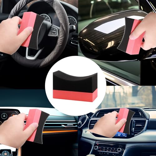 Image of 7pcs Red Tire Shine Applicator Sponges, Durable Foam Tire Applicator Pads, Reusable Tire Sponges, for Car Glass, Painted Steel & Porcelain