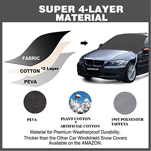 Fedciory Car Windshield Snow Cover,4-Layer Protection&Double Side Design,Snow, Ice, Frost,UV Full Protection,Extra Large & Thick for Most Vehicle(88"x50") - Thumbnail 2