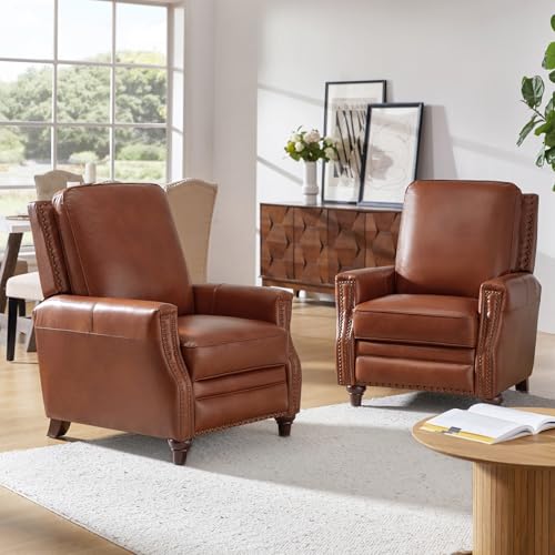HULALA HOME Genuine Leather Recliner Chair Set of 2, Push