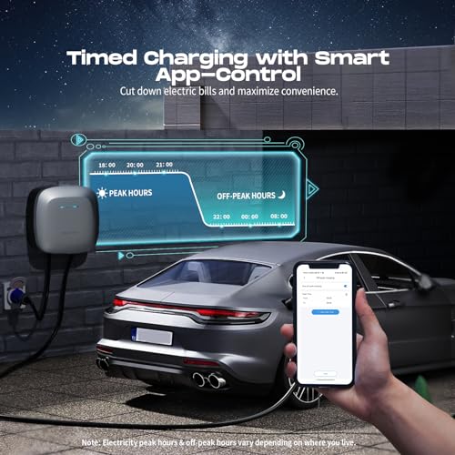 vdlpower chargeur voiture electrique, 7kw borne de recharge type 2, station de recharge ev avec app, courant réglable 10 32a, 230v cee prise, connexion bluetooth wifi, câble de 5m, ip65, iec 62196 2