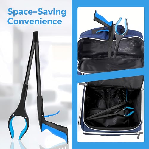 Image of Grabber Reacher Tool - 32 inch Extra Long Foldable Gripper and Reaching Tool - Heavy Duty Pick Up Stick Grabbers for Seniors, Trash, Surgery Recovery Must Haves Gifts (Black Blue)