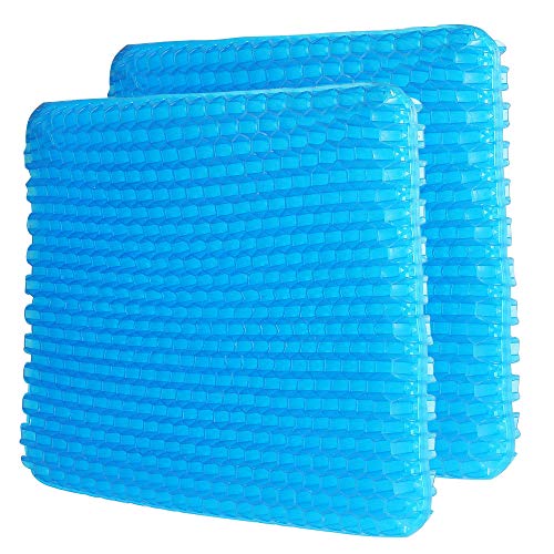 AKSLIFE ゲルクッション 座布団 二重 無重力クッション 超通気 ハニカム構造 クッション 椅子用クッション ゼロクッションカバー付き 座布団 卵 座椅子 体圧分散 在宅勤務 テレワーク オフィス 車 椅子 自宅用 夏用 洗える カバー 滑り止めカバー付き （二枚セット ）