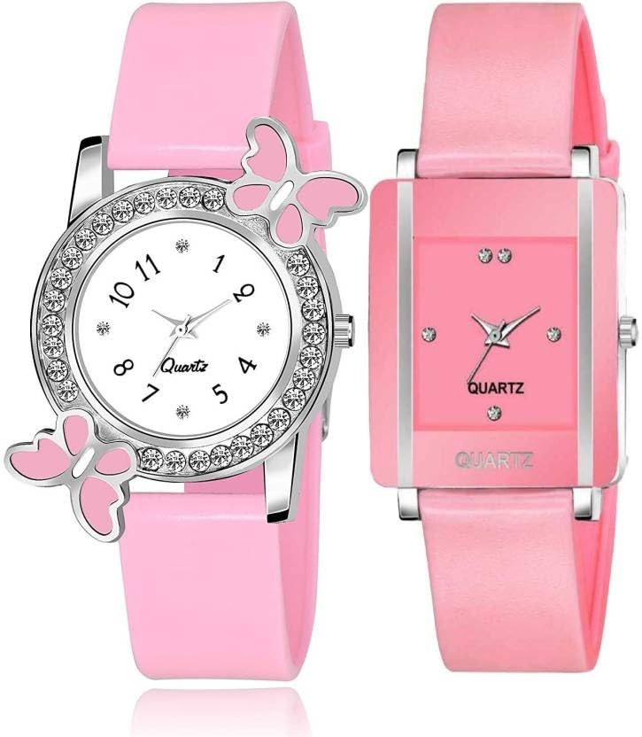 GIFFEMANS Analog Round and Square Dial with Rubber Band Watch Womens Watch (Combo of 2) (Pink and Black) (Pink) (B0CKHG6QGH) Amazon Price History, Amazon Price Tracker