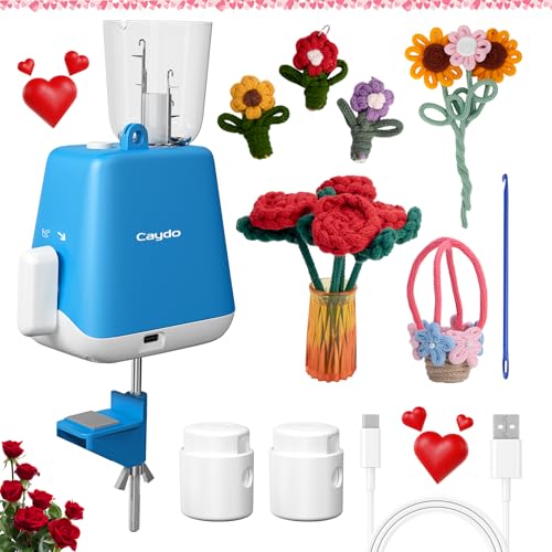 Caydo Tricotin Automatique, Machine de Tricotar Tejer, Eléctrico Máquina de Tejer, Mini Molino de Tejer, Herramienta de Tejer para el Hogar, DIY Máquina de Ganchillo para Adultos y Niños, Patente