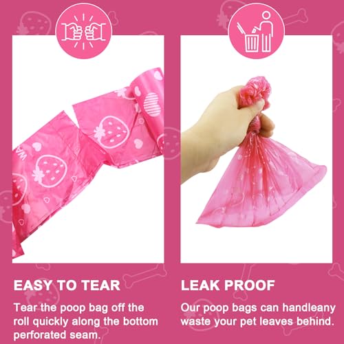 Image of Dog Poop Bags 300 Count, Thick Leak-Proof Scented Dog Waste Bags, Easy Tear & Universal Fit for Small /Medium /Large Dogs (Pink)