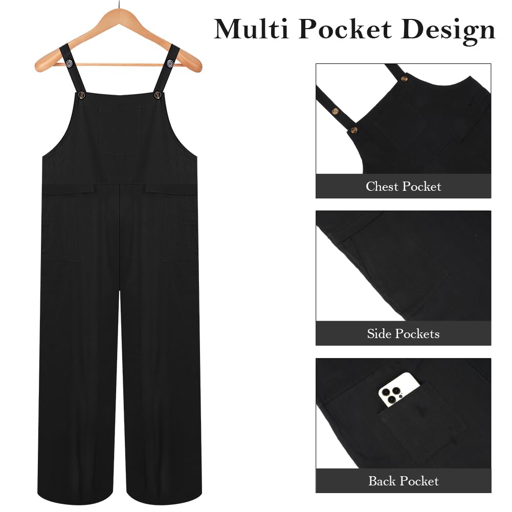 Jumpsuit da Donna, Salopette Tuta Jumpsuit con Tasca, Vestibilità Ampia Tuta in Cotone, Donne Casual Playsuit Pantaloni da Lavoro, Sciolto Pantaloni Pagliaccetto da Donna
