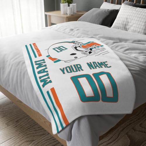 Image of Miami Throw Blanket Custom Name and Number Personalized Gifts for Men and Women